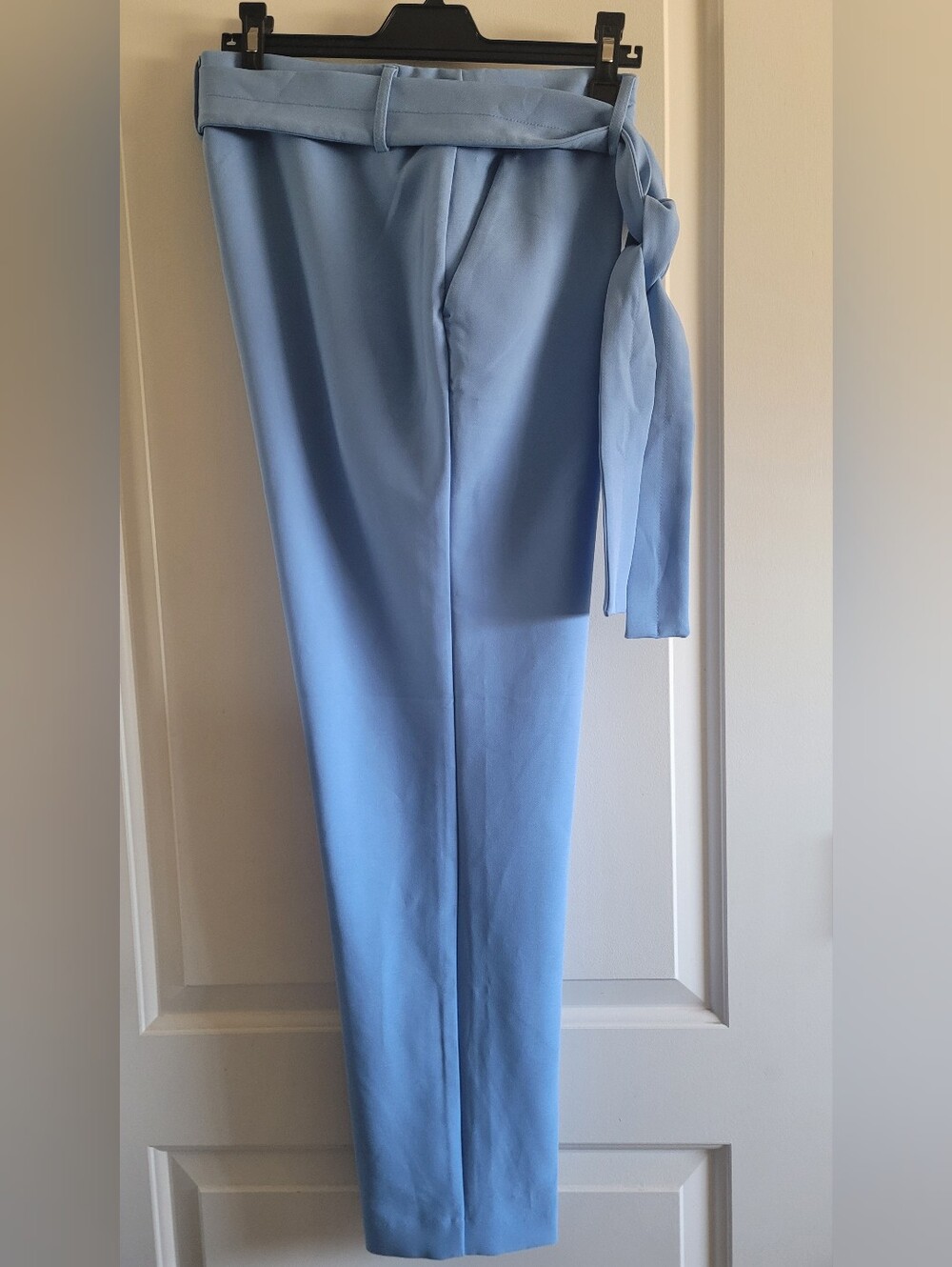 Straight-Leg Tie-Waist Pants in Light Blue - Picture 4 of 6